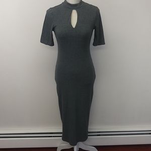 Monteau Gray Ribbed Bodycon Dress